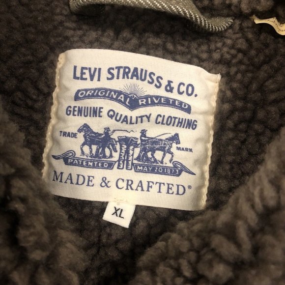 Levis Made & Crafted Men Oversized Type II Sherpa Trucker Jacket Moss Rock XL - Picture 9 of 11